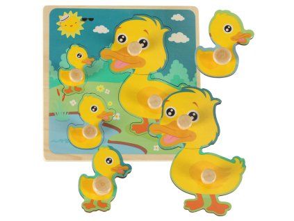 Drevené vkladacie puzzle s úchytkami motív Kačica vzdelávacia hračka