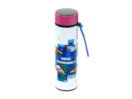 Minecraft Axolotl termoska na fľašu z nerezovej ocele s teplomerom 450 ml